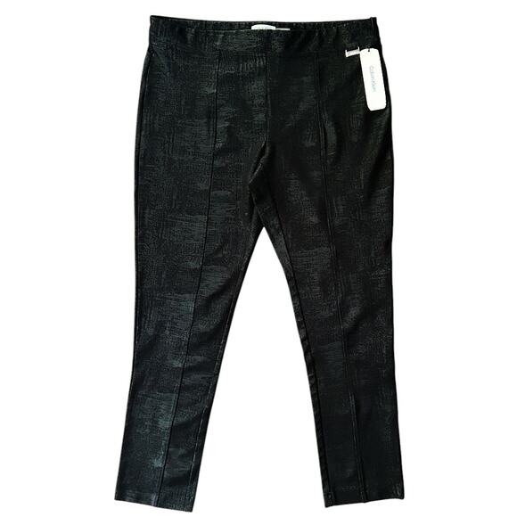 NWT Calvin Klein Embossed Ponte High-Rise Black Leggings XL 36X29 - Picture 1 of 8